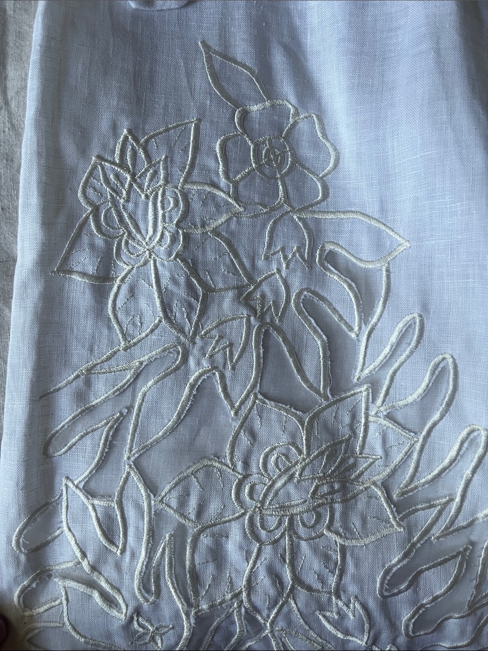 Chasing Unicorns βοΈ White Linen Cutwork Embroidery Wide Leg Trousers sz XS/Small - Picture 9 of 16
